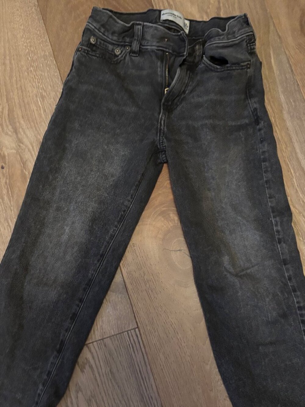 Abercrombie Kids Girls Loose Jeans Black Wash – Size 7/8 – Adjustable Waist